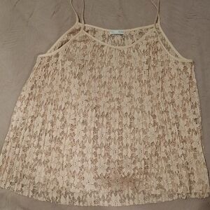 Zara.Cream Pleated Sleeveless Camisole Top